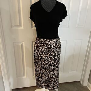 Leopard Print Pencil Skirt Size Small Bold Elememts Cut To Curve